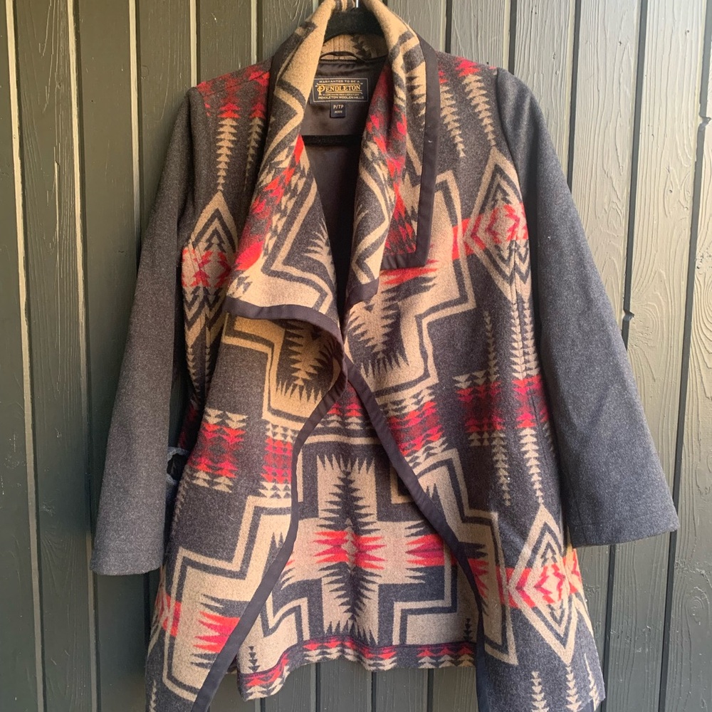 Pendleton Wool Wrap Belted Jacquard Jacket Southw… - image 1